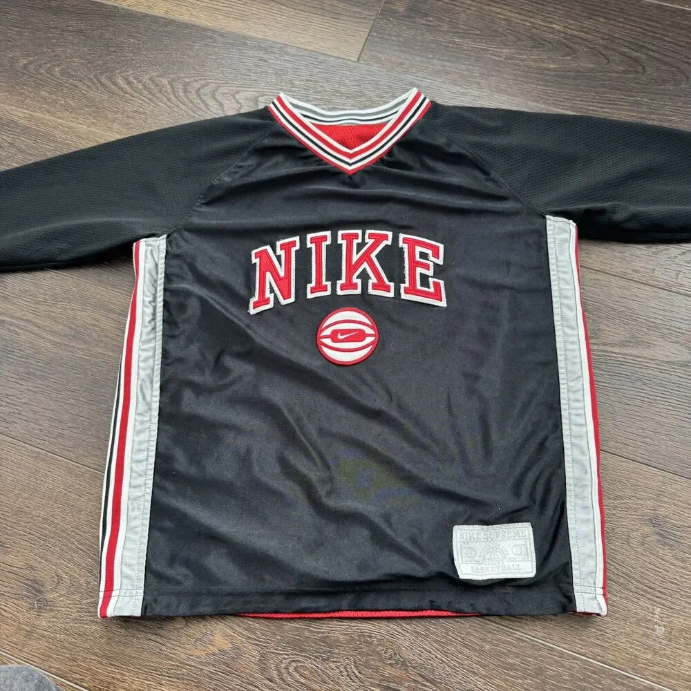 Vtg Nike Jersey Baller Reversible Basketball Court Shirt Red Black; YOUTH Sz L